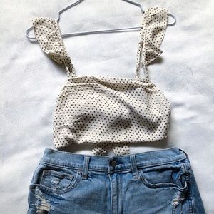 NWOT F21 Polka Dot Tie-Back Crop Top